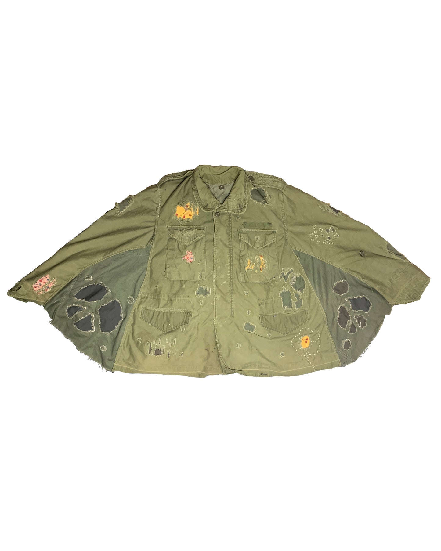 Reconstructed “Peace” Military Poncho Jacket