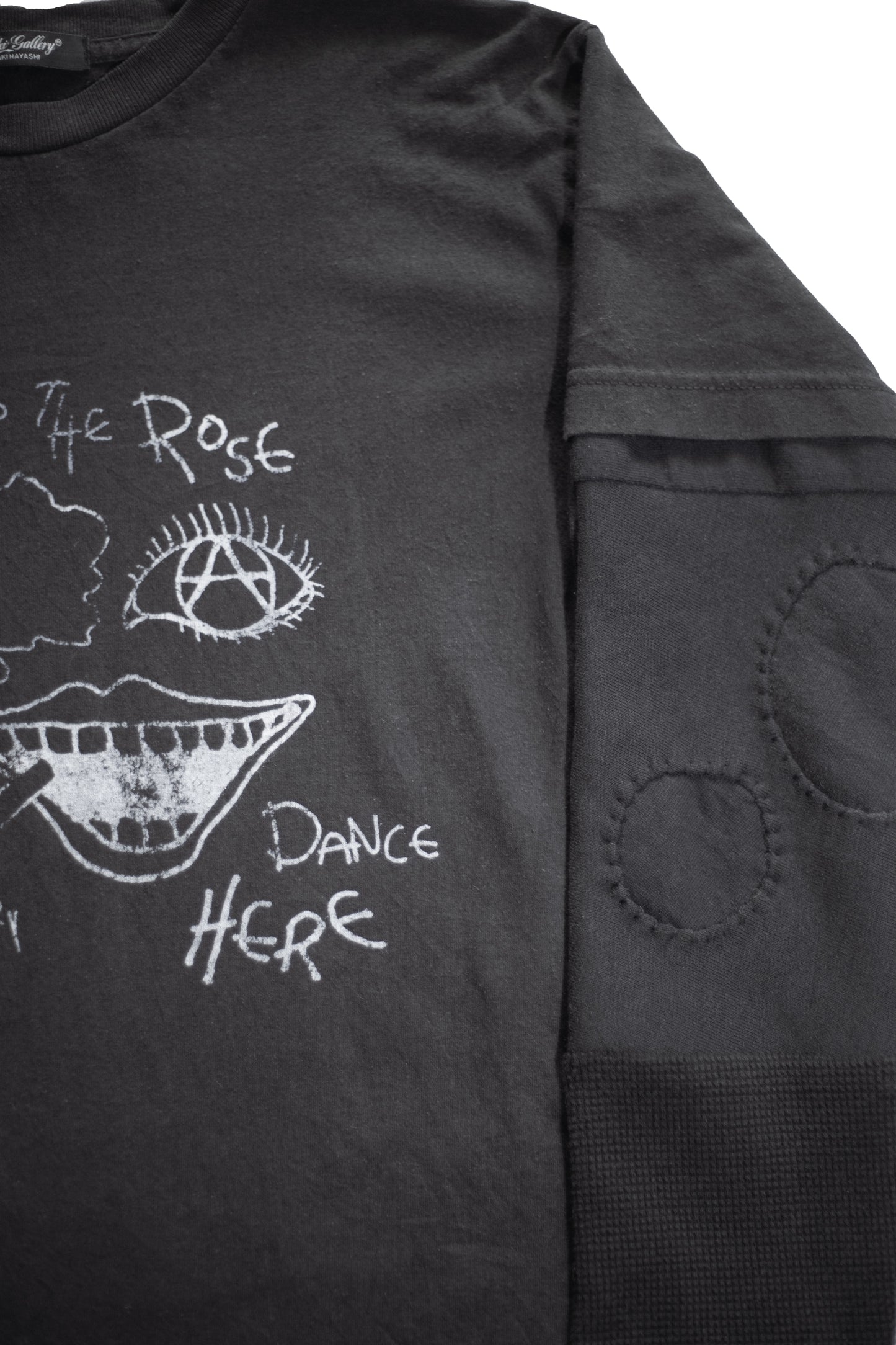 "Dance Here" Reconstructed Layered Long-Sleeve T-Shirt (Black)