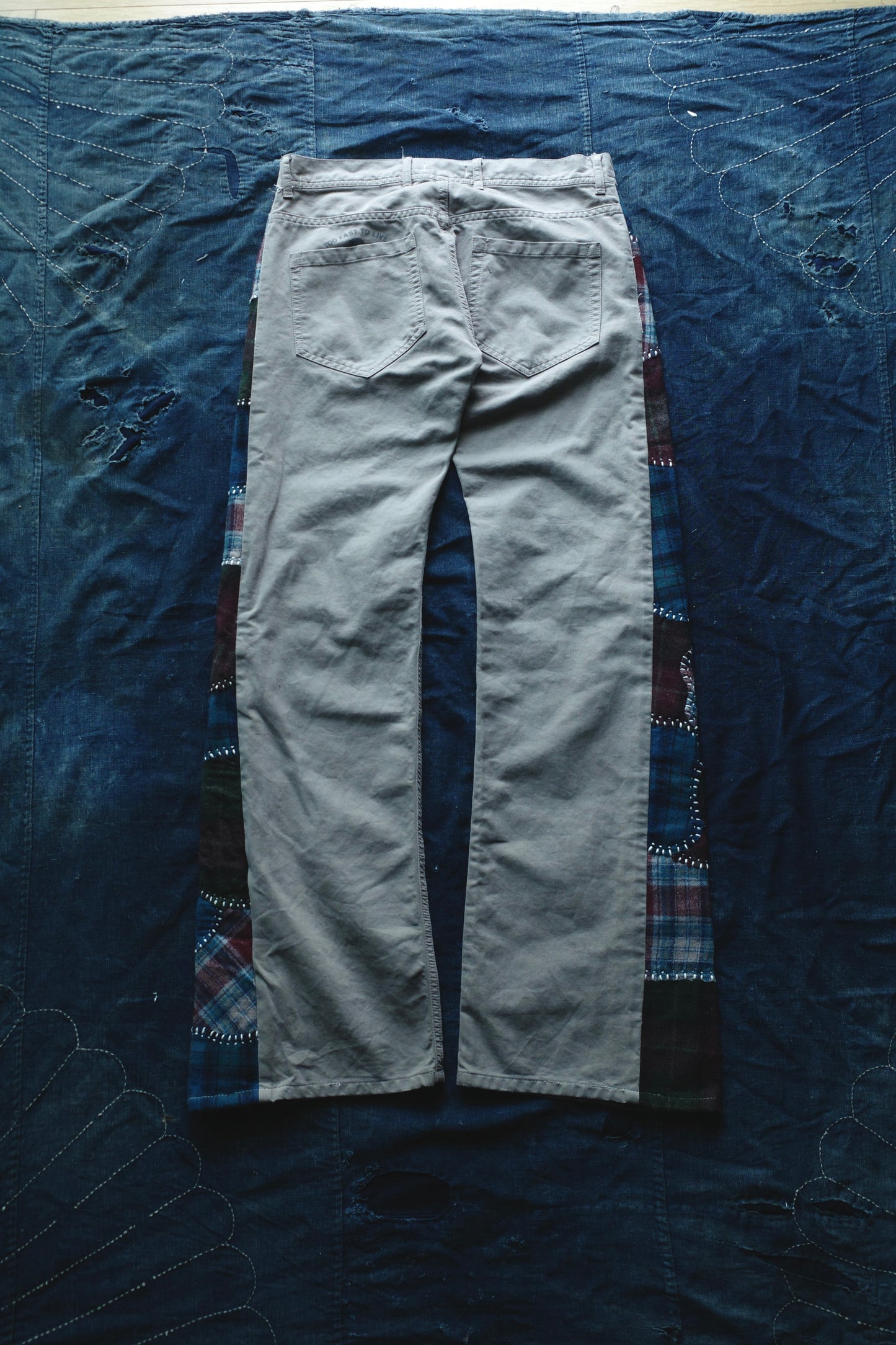 Reconstructed Vivienne Westwood pants w/ patchwork plaid side-panel