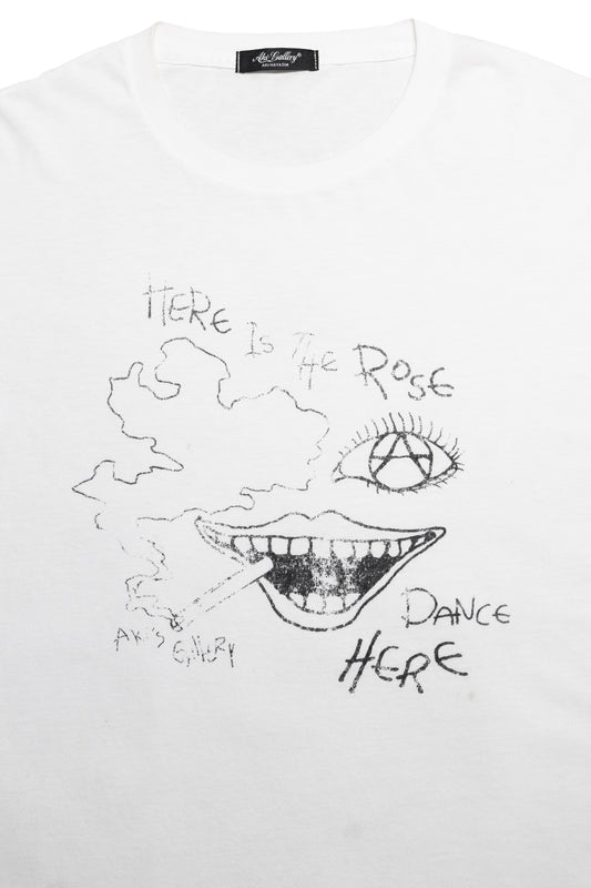 "Dance Here" Reconstructed Layered Long-Sleeve T-Shirt (White)